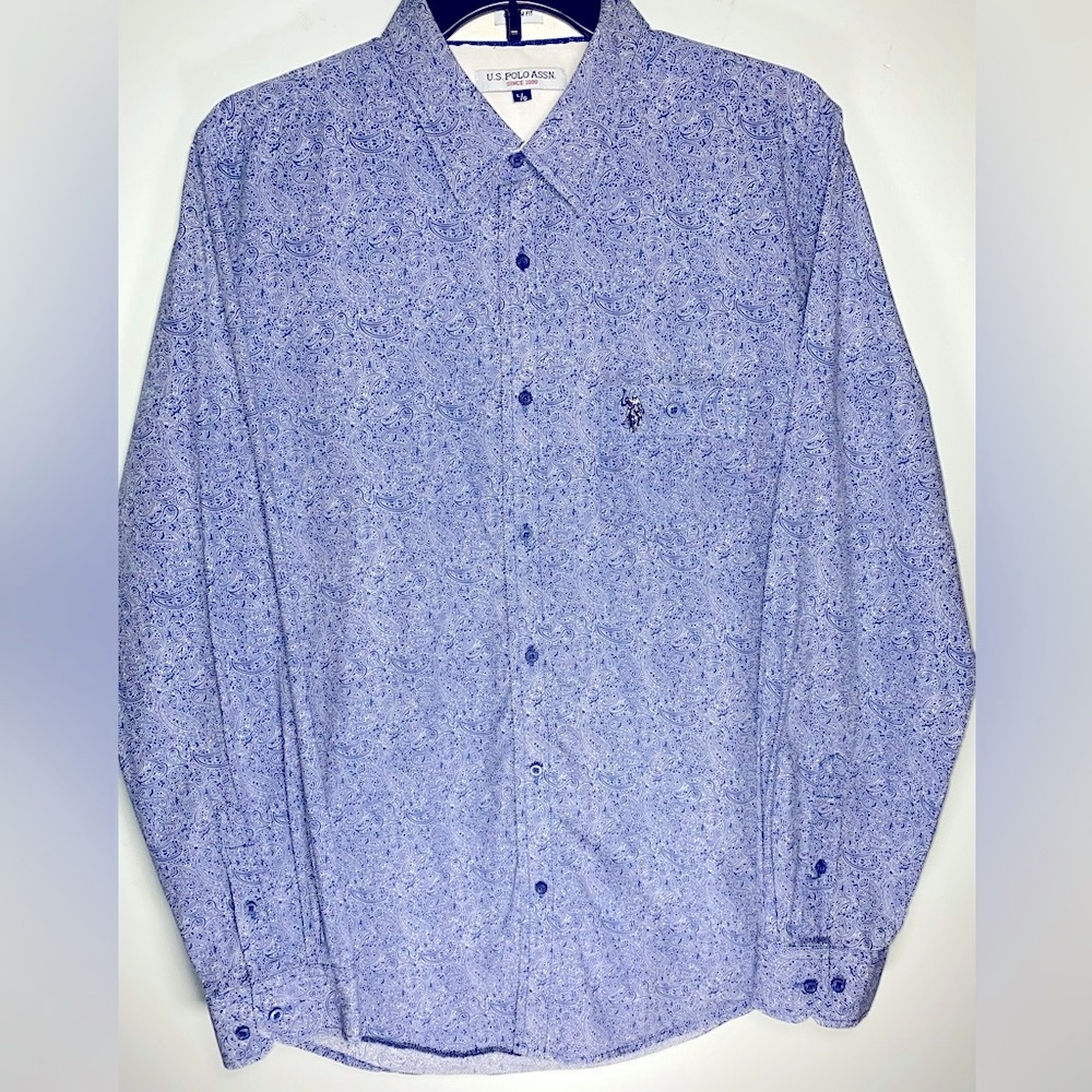U.S. Polo Assn. Men's Blue Patterned Button Down Shirt
